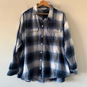 Old Navy The Boyfriend Shirt Flannel Grunge 90s Western Cowgirl Size XXL Cozy